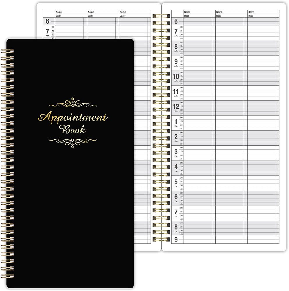 Salon Appointment Book – 15 Min Increments, 3 Cols, 200 Pages, 6.1 » X 11.54 »,