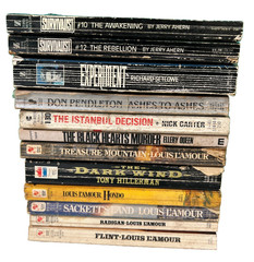 Action Lot of 12 Books Survivalist Louis Lamour Thriller Mystery Western 80&rsquo;s
