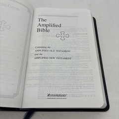 Amplified Bible Zondervan 1987 Bonded Leather Navy Blue Excellent