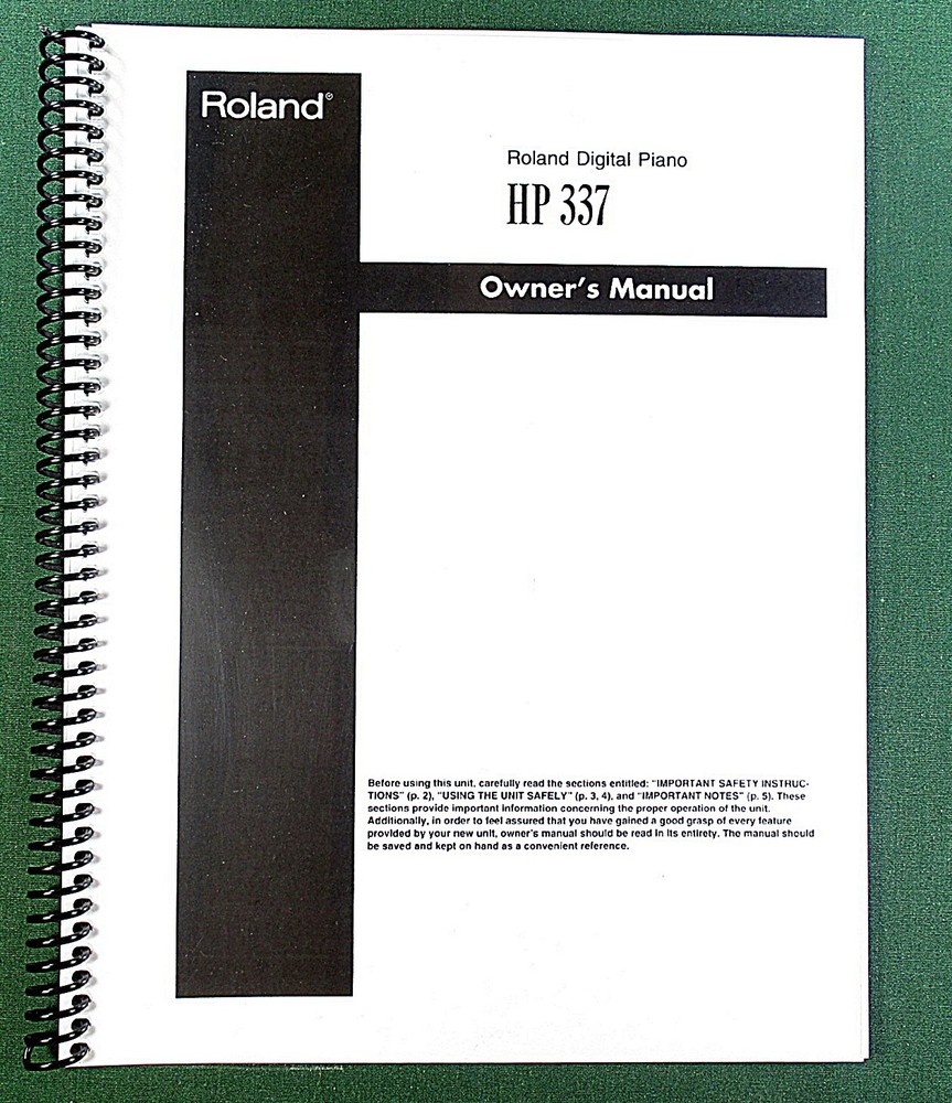Roland HP-337 Owner&rsquo;s Instruction Manual: 76 Pages & Protective Covers!