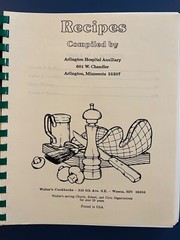 Arlington Minnesota MN Hospital Auxiliary Recipes Cookbook–208 pages