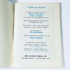 QUEEN of HEAVEN – Booklet – 1976 – The Leaflet Missal Co, 6 X 4&Prime; – 96 Pages –