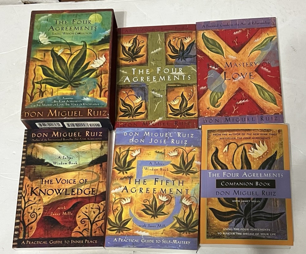 Lot Of 5 Don Miguel Ruiz Paperback Books Four Agreements, Mastery, Fifth, Voice
