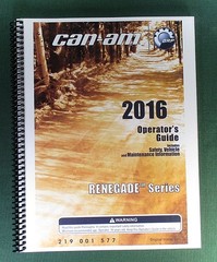 2016 Can-Am Renegade 850 Owner&rsquo;s Manual: 180 pages & protective Covers!