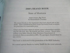 2000&rsquo;s Brand Book State Of Montana Yellowstone Big Horn Musselshell