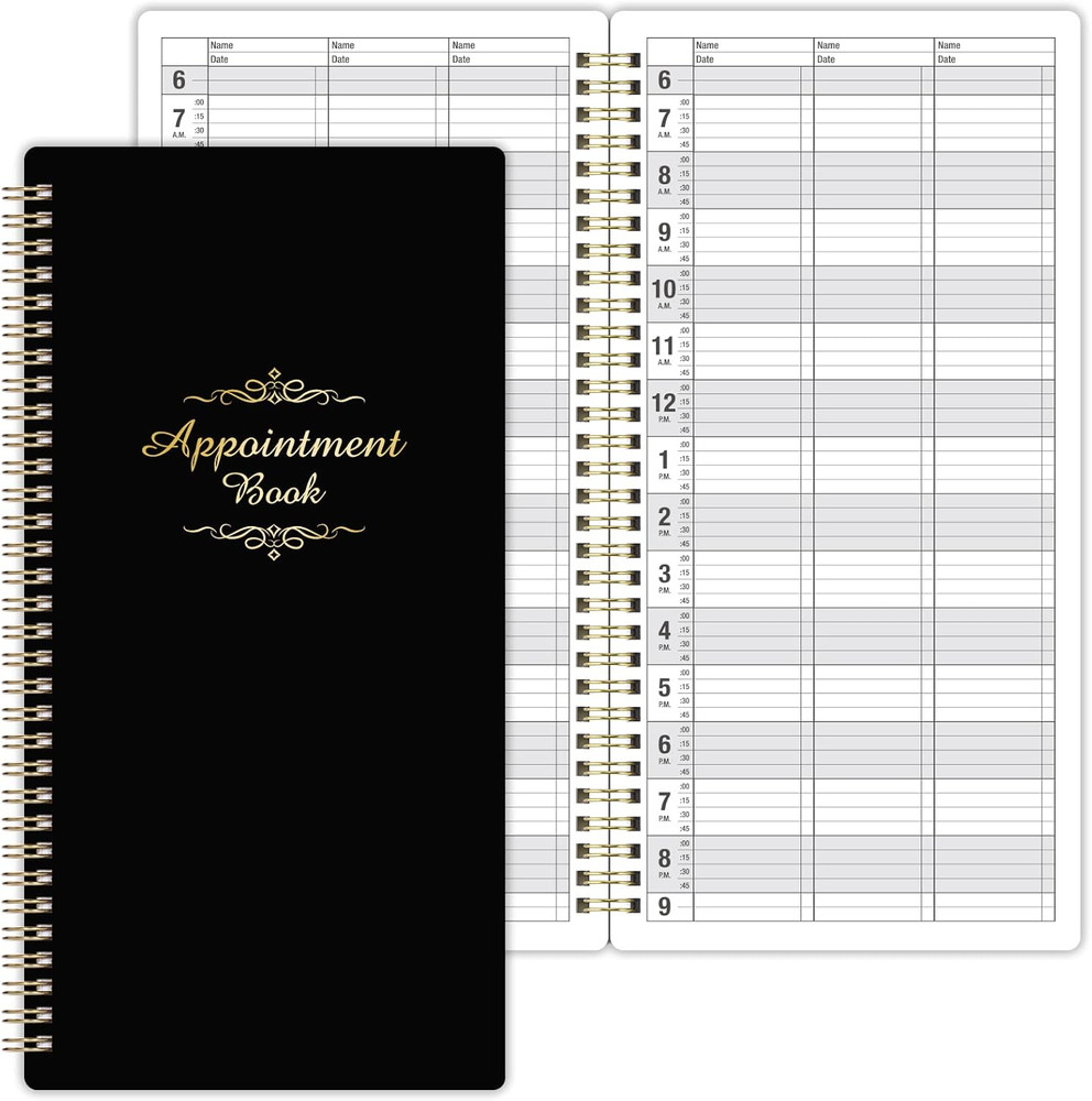 Salon Appointment Book – 15 Min Increments, 3 Cols, 200 Pages, 6.1 » X 11.54 »,
