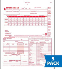 5-in-1 Driver Daily Log Book 5 Pack, Book Format with 31 Sets, 2-Ply Carbonless,