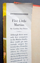 FIVE LITTLE MARTINS Caroline Van Buren 1936 Children&rsquo;s adventure novel 244 pages