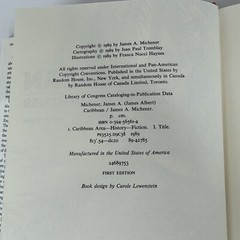 Carribean a Novel by James A. Michener 1st Edition Hard Cover with Dust Jacket
