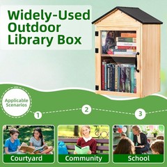 Little Library Box Outdoor, 2-Tier Little Library for Neighborhoods Weatherproof