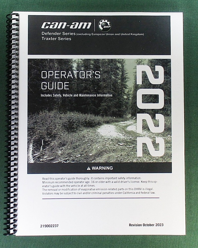 2022 Can-Am Defender XT HD9 Owner&rsquo;s Manual: 256 Pages & Protective Covers!