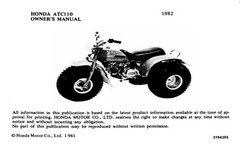 1982 Honda ATC110 Owner&rsquo;s Manual 56 Pages