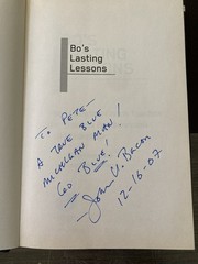 Bo&rsquo;s Lasting Lessons by Schembechler/Bacon 2007 Signed First Edition Hardcover