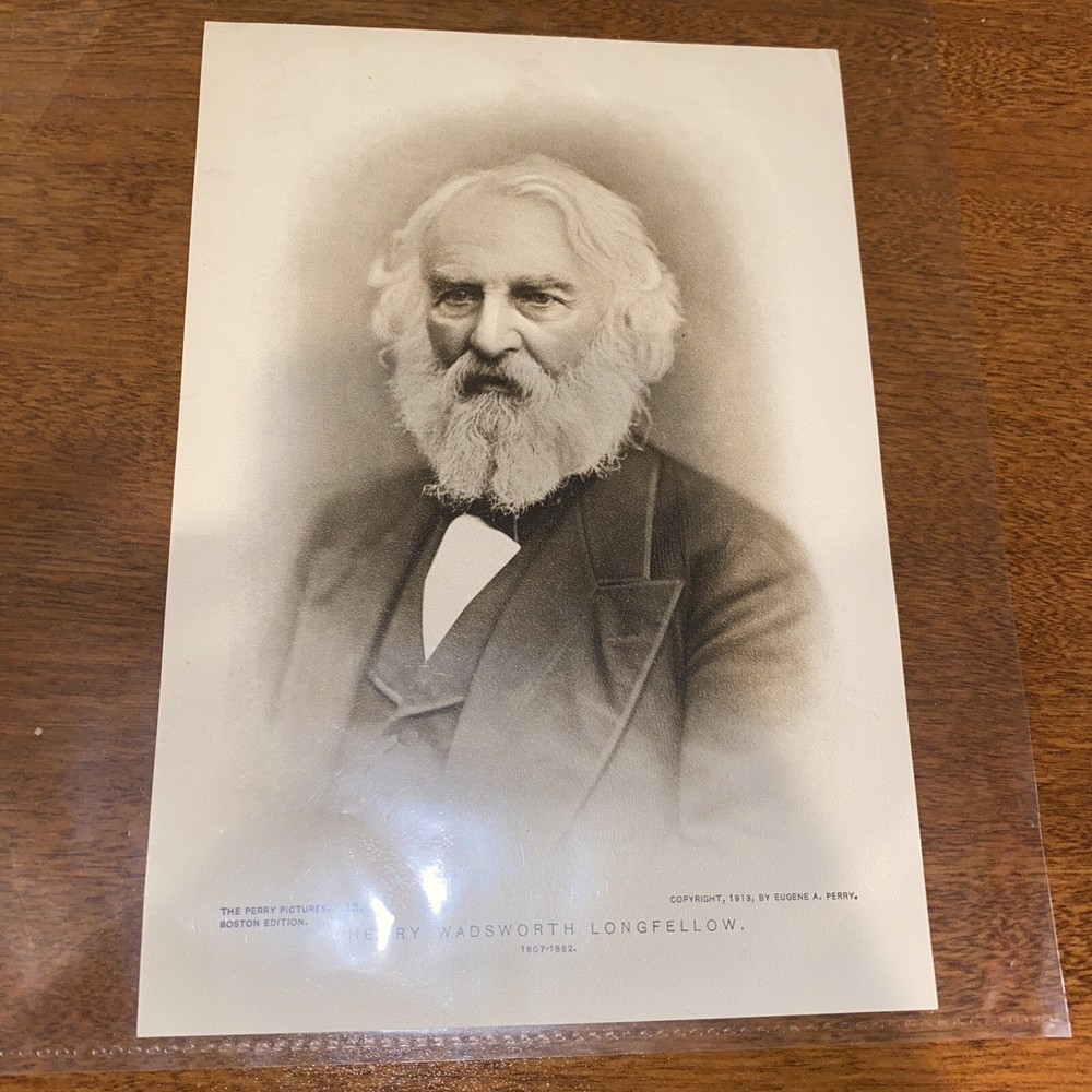 1913 The Perry Pictures Henry Wadsworth Longfellow 1807-1882 5.5×8 Inches