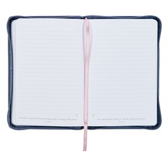 Navy Blue Vegan Leather Zipped Journal, Inspirational Women’s Notebook Be Still